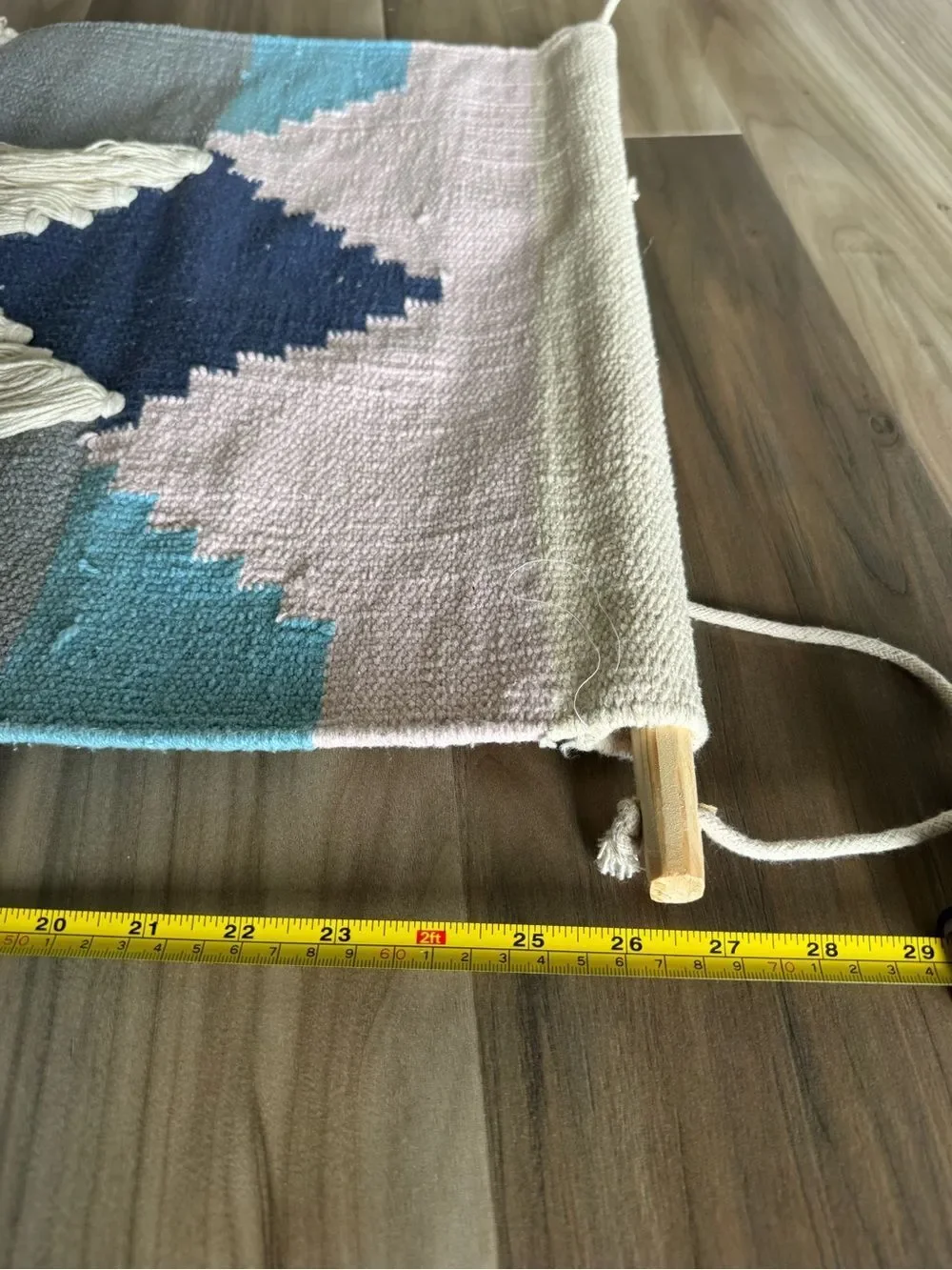 Macrame Woven Tapestry Pink Blue Fringe Wall Hanging Decor